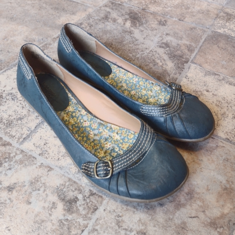 Faux leather slip on flats size 9.5